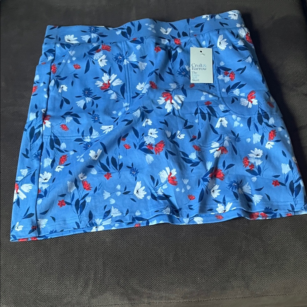 Croft & Barrow Blue and Red Floral Mini Skirt